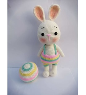 Tavşan Sunny ve Topu Amigurumi Organik Oyuncak