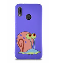 Huawei P20 Lite Soft Premier Kapak Salyangoz Gary Tasarımlı Silikon Kılıf - Mor (Şeffaf)