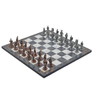 Gifthome Metal Satranç Takımı/Seti;Orta,İspanyol,Antik,Gri Mermer Desenli Satranç Tahtası (Çok Renkli)