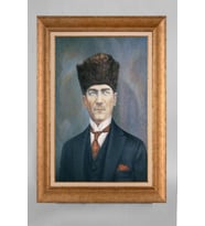 EV İŞYERİ OFİS İÇİN ALTIN ÇERÇEVELİ PASPARTULU ATATÜRK TABLO S364