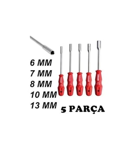 5 Adet Lokma Anahtar Tornavida 6/7/8/10/13/mm Metal Altıgen