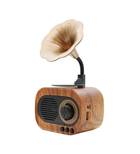 Winex Wireless Nostalji Gramafon Speaker Fm Radyo+Sd Kart+UsbA+3.5mm Aux Girişli (Gold)