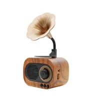 Winex Wireless Nostalji Gramafon Speaker Fm Radyo+Sd Kart+UsbA+3.5mm Aux Girişli (Gold)