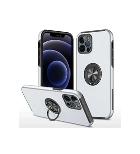 iPhone 12 Pro Kılıf Elit Yüzüklü Kapak - Gümüş