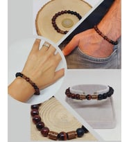 Şahin Gözü & Oniks Taşı 8mm Unisex Tasarım Bileklik Hawaii Model (11152)