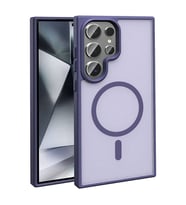 Lexroo Galaxy S24 Ultra Kılıf M-safe Şarj Özellikli Mat Arka Yüzey Sio Kılıf - Koyu Mor