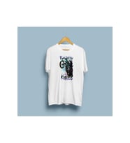 Oversize Fun With Knives Bisiklet tasarımlı unisex T-shirt
