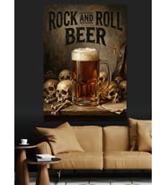 Rock And Roll Beer Kurukafalar Dekoratif Kanvas - Mdf Ahşap Tablo