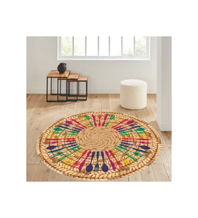 Eliana Home Baskılı, Yıkanabilir Kaymaz Taban Yuvarlak Halı LNA7059-SD334 120x120 cm (Kahverengi)
