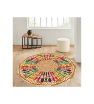 Eliana Home Baskılı, Yıkanabilir Kaymaz Taban Yuvarlak Halı LNA7059-SD334 120x120 cm (Kahverengi)