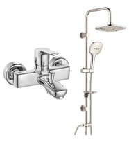 ECA Luna Banyo Bataryası+T-MAY Banyo Ayvacık Elips Tepe Duş Takımı Seti Paslanma (Krom)