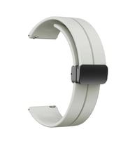 Huawei Honor Magic 2 46mm 22mm Uyumlu Kordon Silikon Metal Mıknatıslı Toka Zore KRD-84 Kayış (Bej)