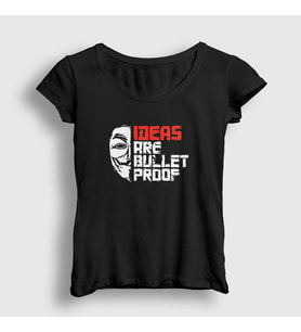 Presmono Kadın Siyah Bulletproof Film V For Vendetta T-Shirt 255519tt