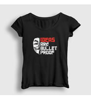 Presmono Kadın Siyah Bulletproof Film V For Vendetta T-Shirt 255519tt