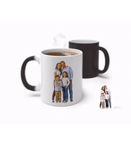 BK Gift Kişiye Özel Tam Boy Aile Karikatürlü Sihirli Kupa Bardak-1 (Beyaz)