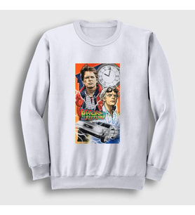 Presmono Unisex Beyaz Team Film Geleceğe Dönüş Back To The Future Sweatshirt 243538tt