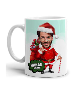 Kişiye Özel Yakışıklı Noel Baba Karikatürlü Kupa Bardak
