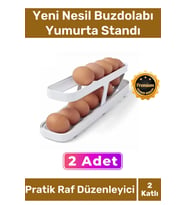 Deluxe Buzdolabı Plastik 2 Katlı Kullanışlı Pratik Raf Düzenleyici Yeni Nesil Yumurta Standı 2 Adet