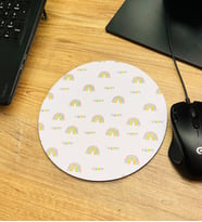 Happy Gökkuşağı Tasarımlı Oval Mouse Pad