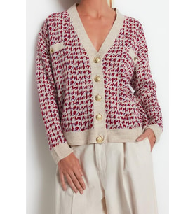 Kadın Modern Tarz Oversize V Yaka Regular Triko Hırka