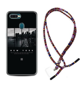 Oppo A5S A15 A16 A54 A55 A73 A74 Kılıf Boyun Asklı Rasta Silikon New York 1612