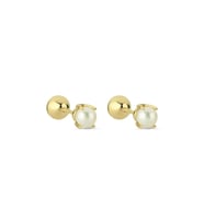 İkili Tragus Doğal İnci Çift Taraflı Top Piercing (Sarı)