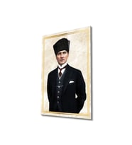 Atatürk Portre Cam Tablo Modern Ev Ofis Salon Hediyelik Büyük Tablo Duvar Dekoru (Çok Renkli)