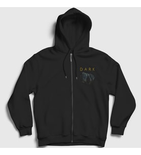Presmono Unisex Siyah Cave V2 Dark Fermuarlı Kapüşonlu Sweatshirt 186227tt