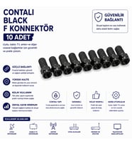 Contalı Black F Konnektör 10'lu