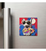 Mouse - Fare - Güneş Gözlüklü Style - Buzdolap Magneti - 9x9 Cm