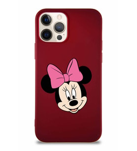 Apple iPhone 12 Pro Soft Premier Kapak Minnie Mouse-C Tasarımlı Silikon Kılıf - Mürdüm (Şeffaf)