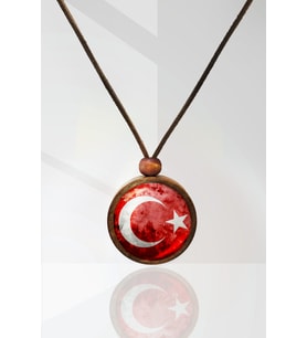 Türk Bayrağı Ahşap Kolye