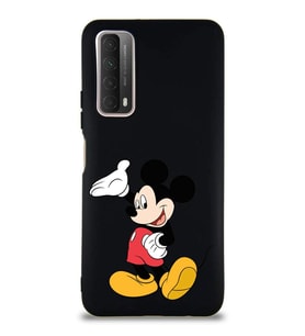 Huawei P Smart 2021 Soft Premier Kapak Mickey Mouse-C Tasarımlı Silikon Kılıf - Siyah (Şeffaf)