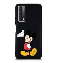 Huawei P Smart 2021 Soft Premier Kapak Mickey Mouse-C Tasarımlı Silikon Kılıf - Siyah (Şeffaf)