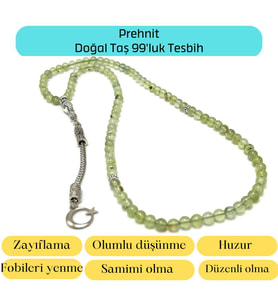 Sertifikalı Prehnit 6mm 99luk Doğal Taş Tesbih