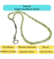 Sertifikalı Prehnit 6mm 99luk Doğal Taş Tesbih