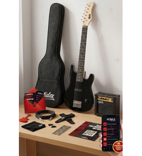 Midex CEG-30BK 4-6 Yaş Çocuklar İçin Amfili Full 1/4 30 İnç Elektro Gitar Seti Full Black