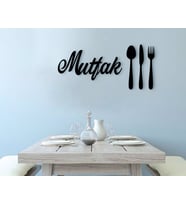 BK Home Mutfak Tasarımlı Ahşap Duvar Yazısı (Siyah)