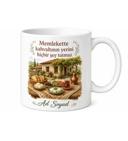 Memlekette Kahvaltı Keyfi Baskılı Kupa Bardak Hediye Porselen Mug