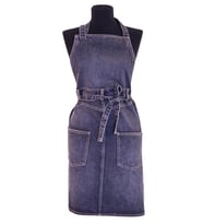 Unisex Ayarlanabilir Cepli Mavi Denim Şef Önlüğü