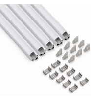5’li Set Köşe LED Profil Kanal 18x18mm 1 Metre Alüminyum Sıva Üstü LED Şerit Kanalı Opak Kapaklı Tutuculu 8987