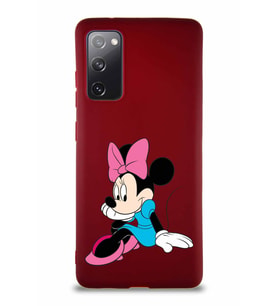 Samsung Galaxy S20 FE Soft Premier Kapak Minnie Mouse-E Tasarımlı Silikon Kılıf - Mürdüm (Şeffaf)