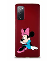 Samsung Galaxy S20 FE Soft Premier Kapak Minnie Mouse-E Tasarımlı Silikon Kılıf - Mürdüm (Şeffaf)