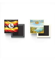 Buzdolap Magnetleri - Uganda Bayrağı ve Kampala Retro Tema - 2'li Set Magneti