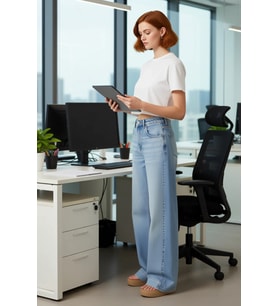 Kadın Geniş Paça Yüksek Bel Denim Pantolon Fonksiyonel Dayanıklı Kaliteli Konforlu Estetik