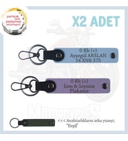 Motorcu Dostlar İçin İsim Plaka ve 0 Rh (+) Kan Grubu Yazılı x2' li Anahtarlık, Mor-K Kahve-Ysl (Çok Renkli)