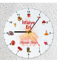 Kişiye Özel İsimli İtfaiyeci Cam Duvar Saati 30x30 cm - İtfaiye Eri Meslek Hediyesi