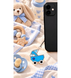 Miyuki Boncuk El Yapımı Mavi Bebek Arabası Telefon Çarmı - Charm 1