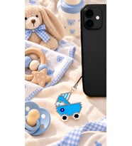 Miyuki Boncuk El Yapımı Mavi Bebek Arabası Telefon Çarmı - Charm 1