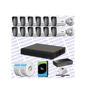 Provzen TTec Hikvision 12 Kameralı IP Full HD Mikrofonlu Güvenlik Kamerası